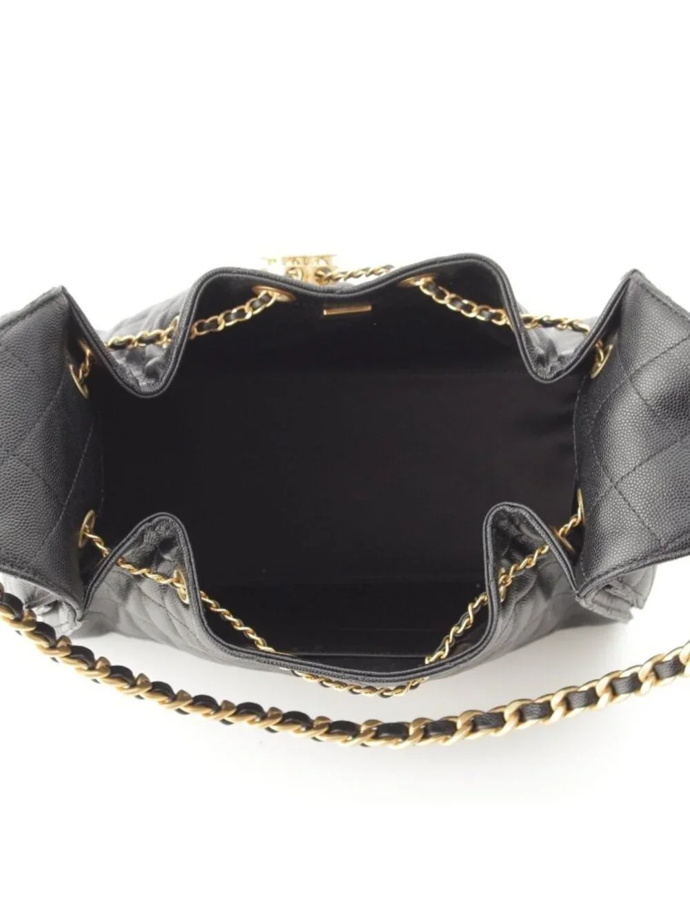 Chanel 25 Small Caviar Leather Chain Shoulder Bag Black